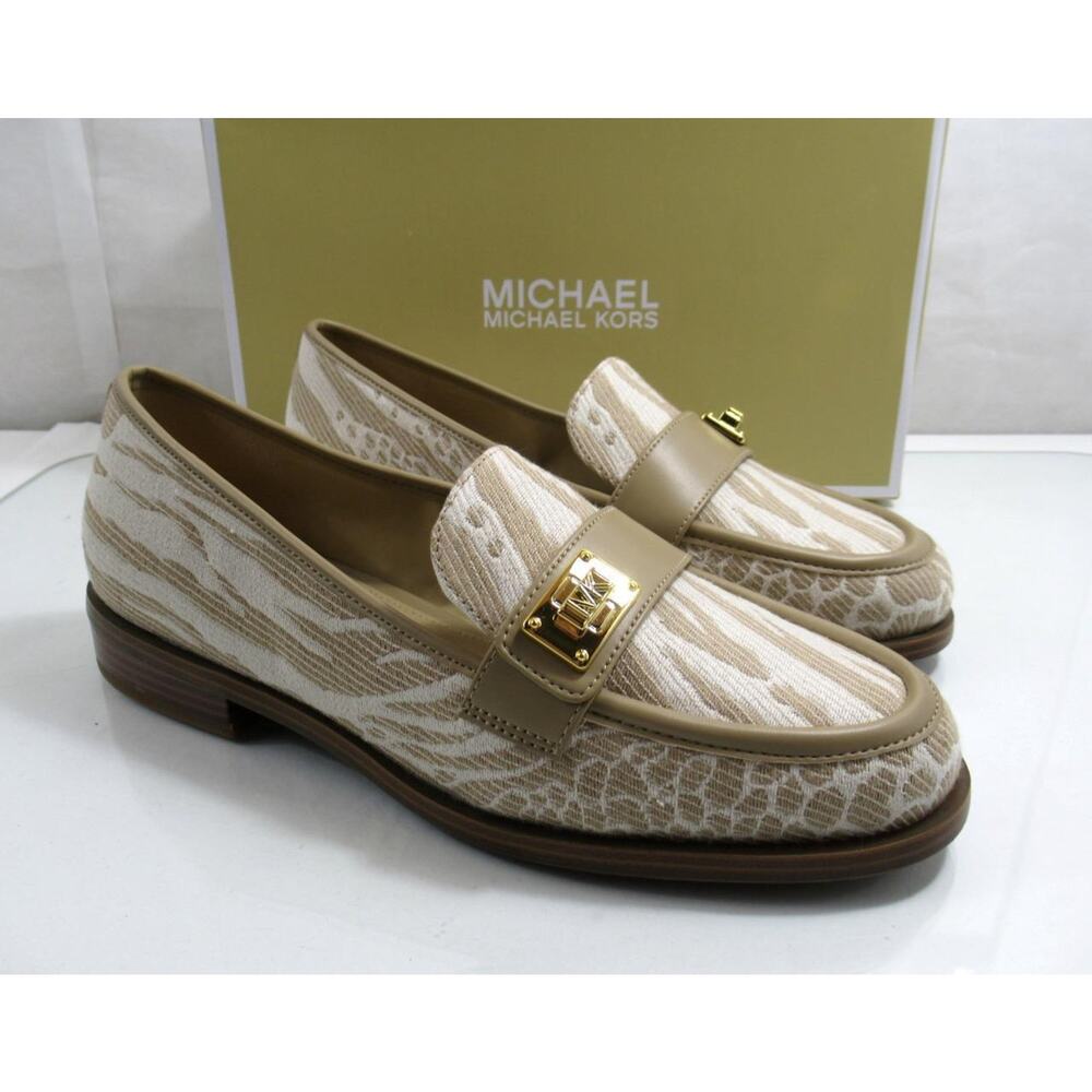 Michael Kors Padma Loafer Flat Shoes MK Logo Hardware Camel Multi Size 7 - Picture 4 of 8